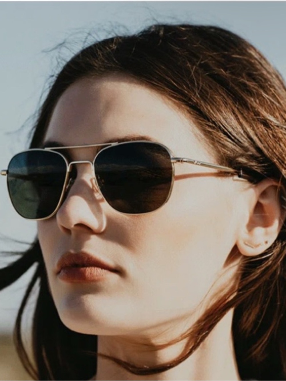 American optical Classic Aviator Metal Sunglasses - Gold Frame with Dark Lenses